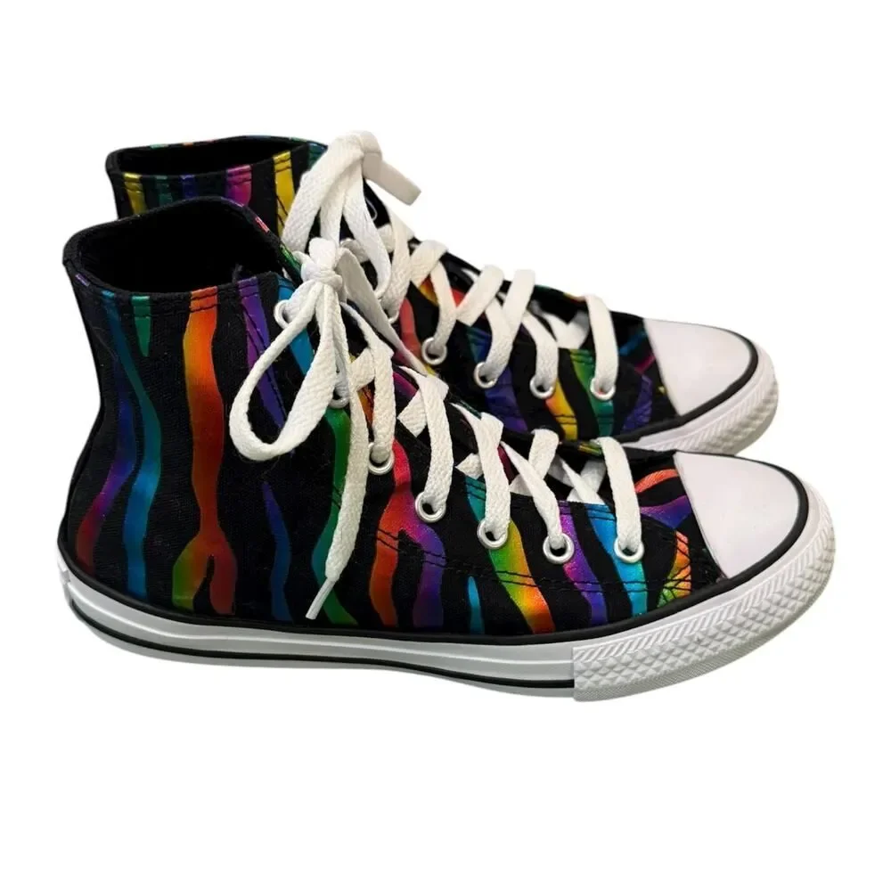 Converse All Star Black Rainbow Zebra Hi Sneakers 4